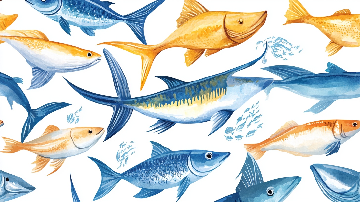 水彩海洋鱼类图案