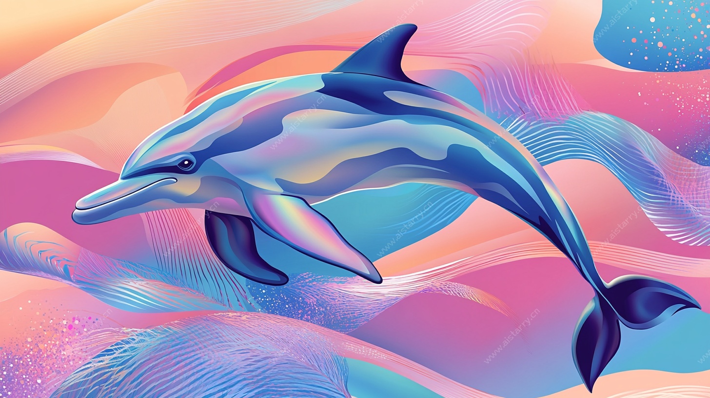 梦幻海豚畅游多彩海洋