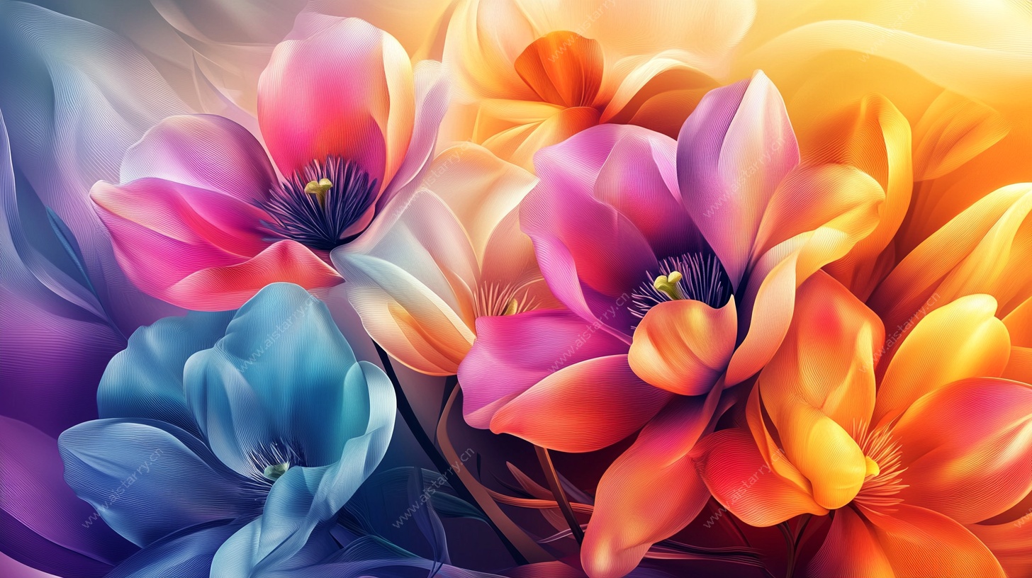 梦幻绚丽花卉图