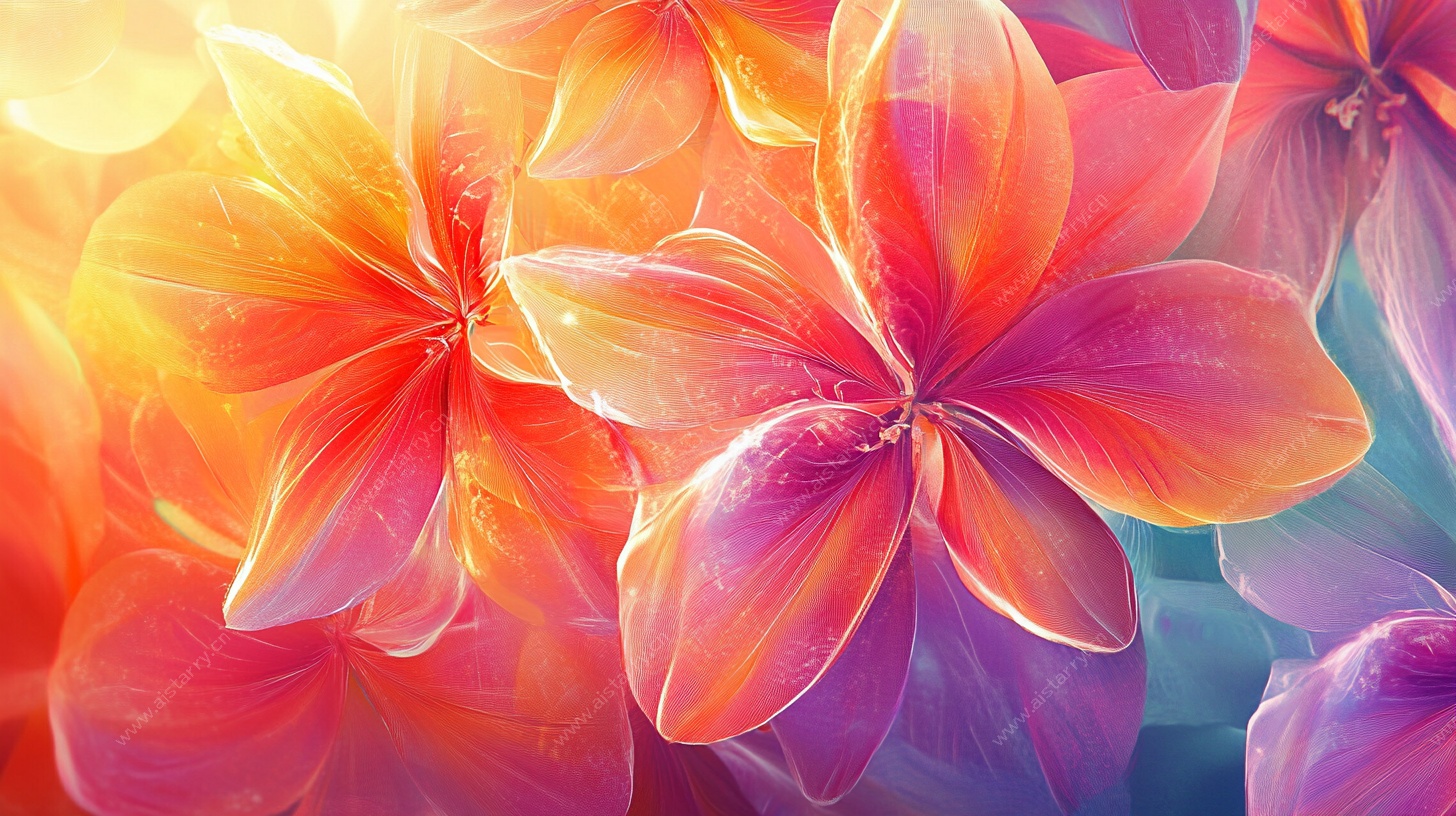 梦幻绚丽花卉插画