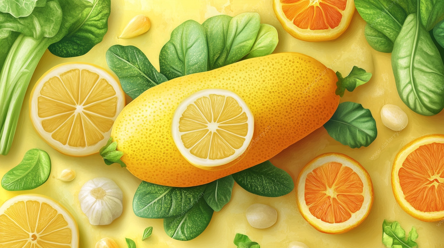 柠檬主题插画 清新水果风