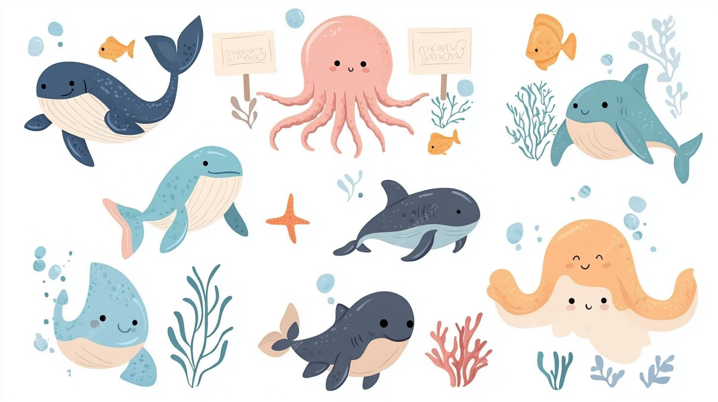 可爱海洋生物插画集合