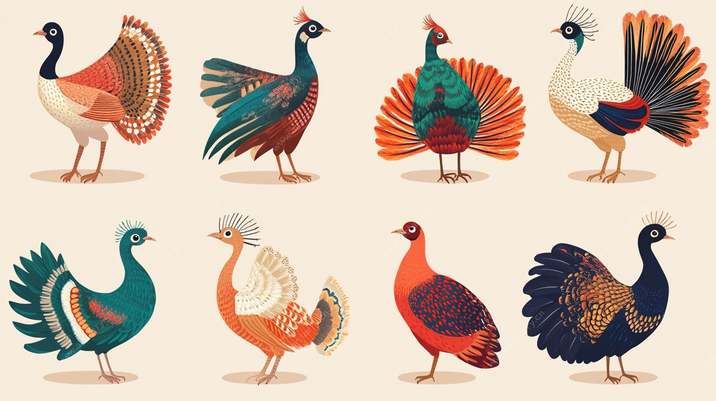 多彩雉鸡插画集合