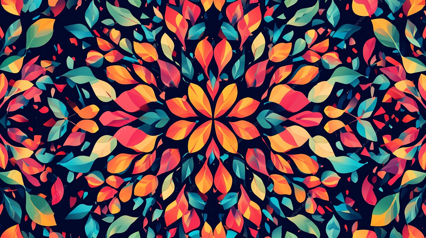 多彩花卉几何图案背景图