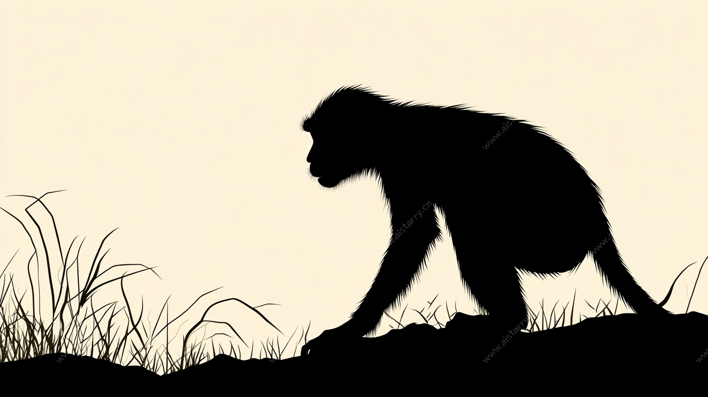 行走的猴子剪影