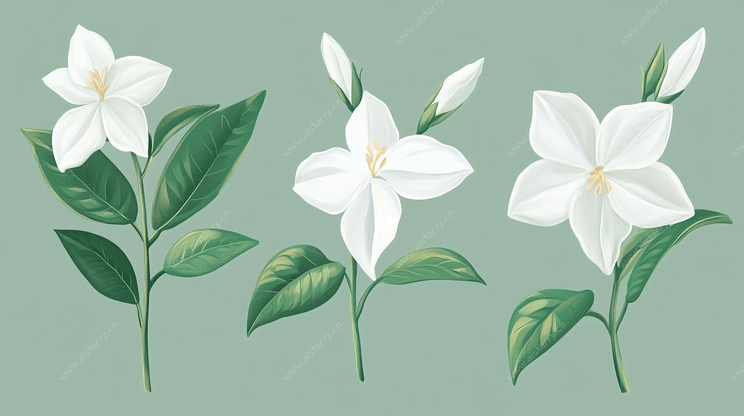 三朵茉莉花插画