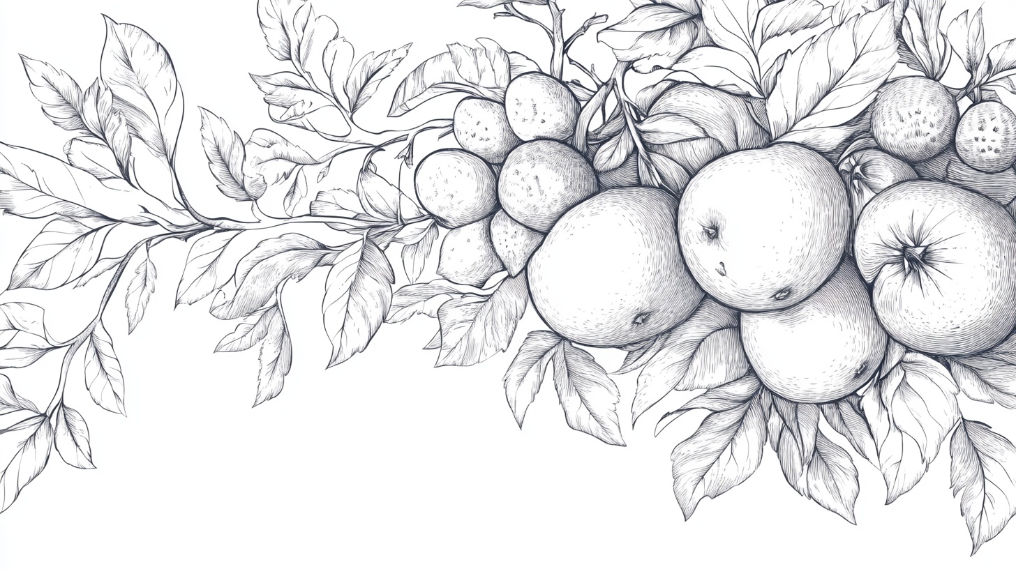 手绘水果枝叶装饰图