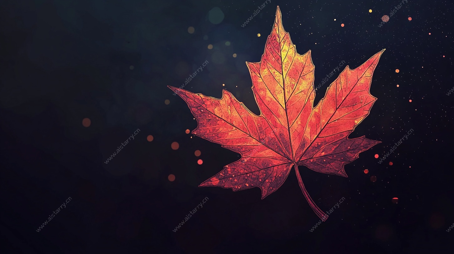 梦幻红枫叶 静谧夜背景