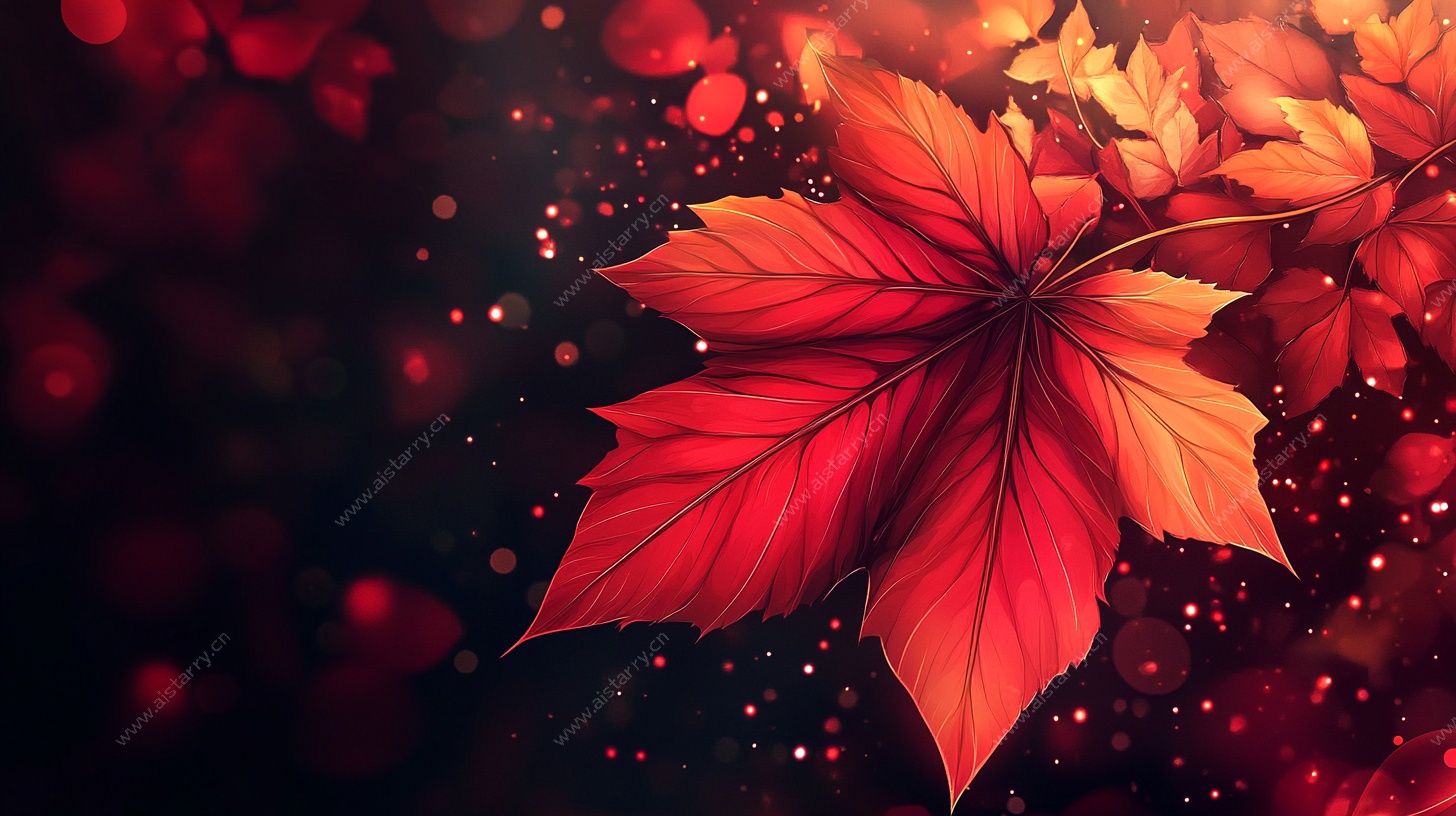 秋日红枫叶梦幻背景图