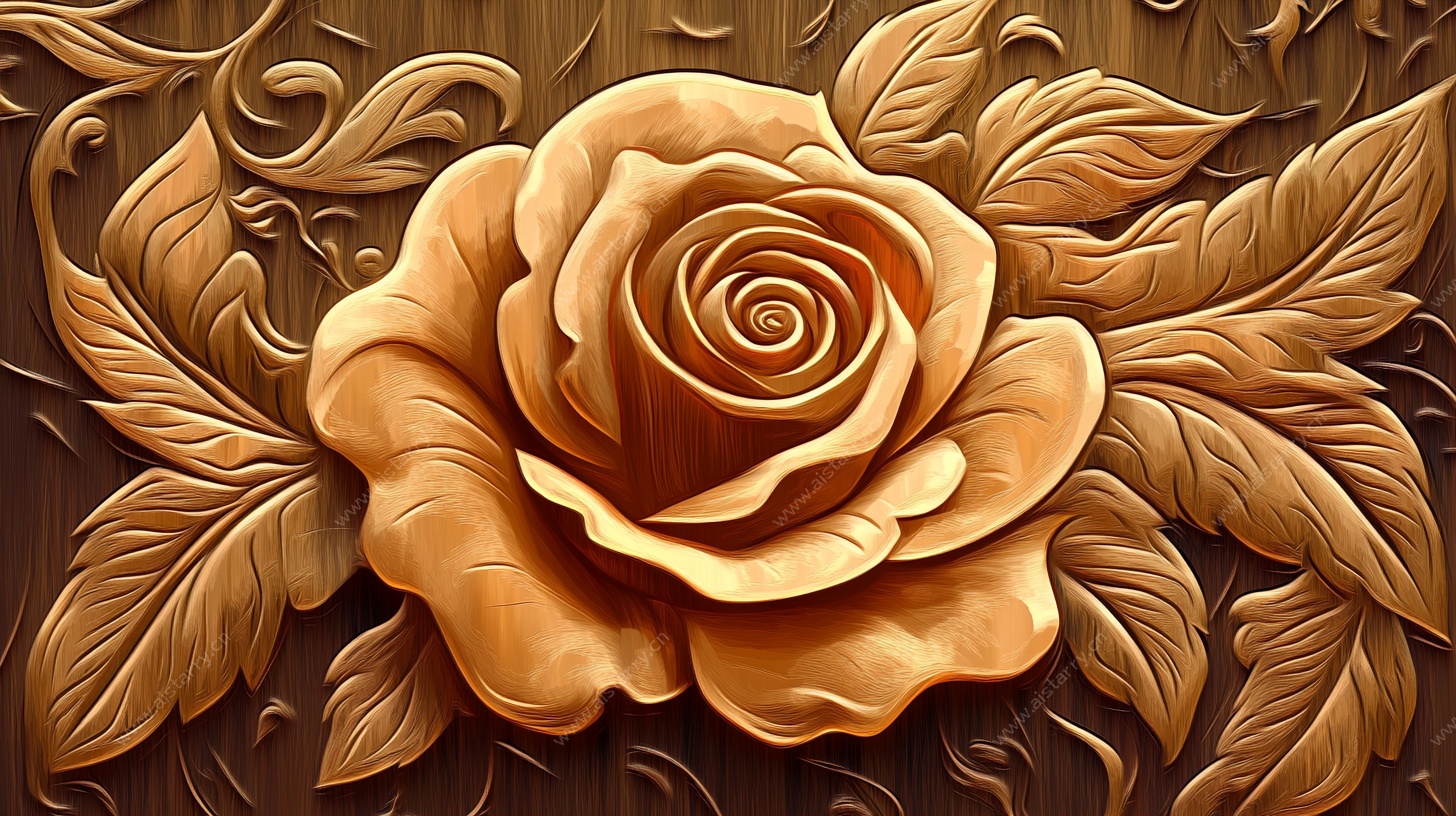 立体浮雕金玫瑰图案