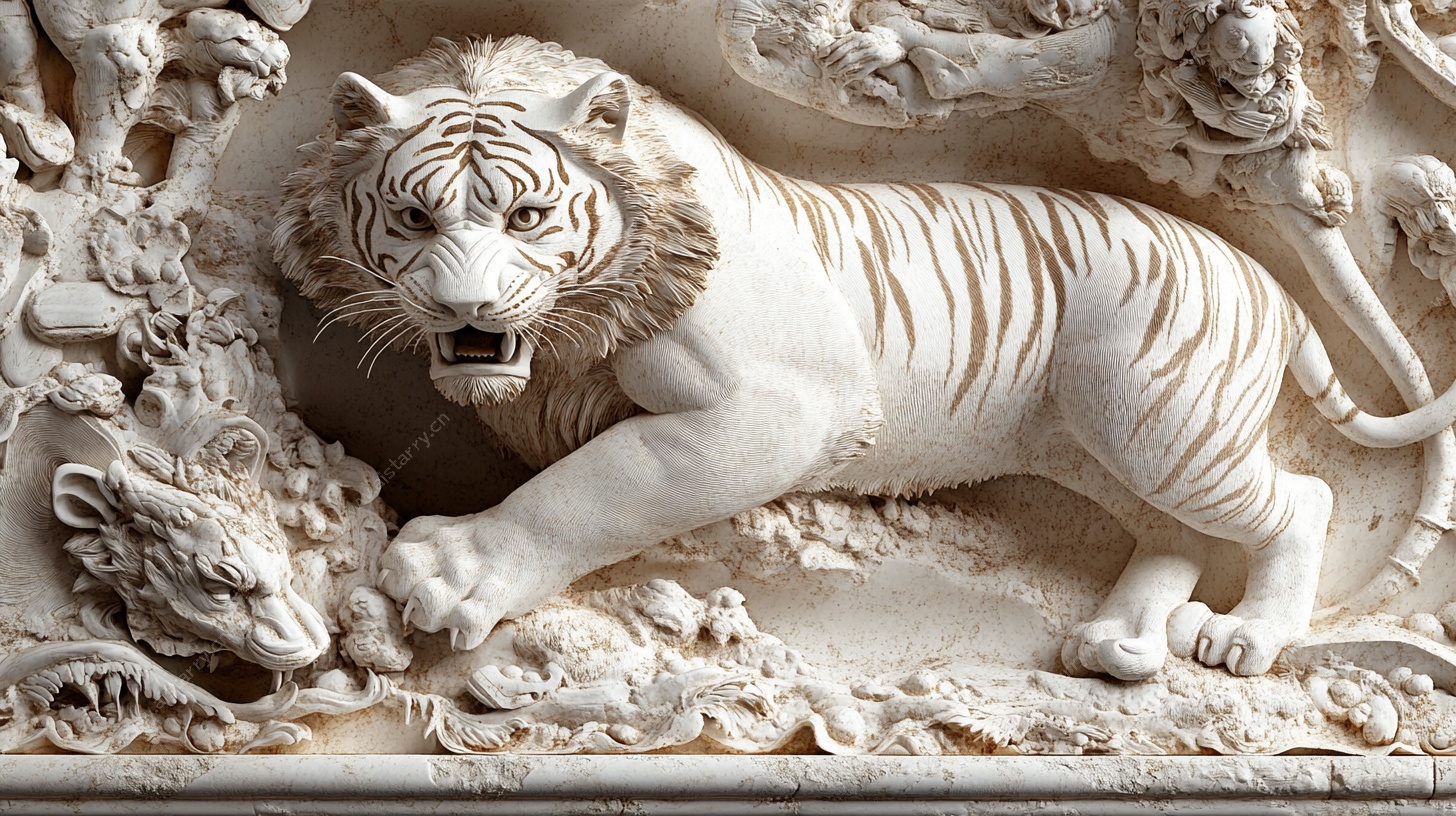 白虎石雕艺术作品