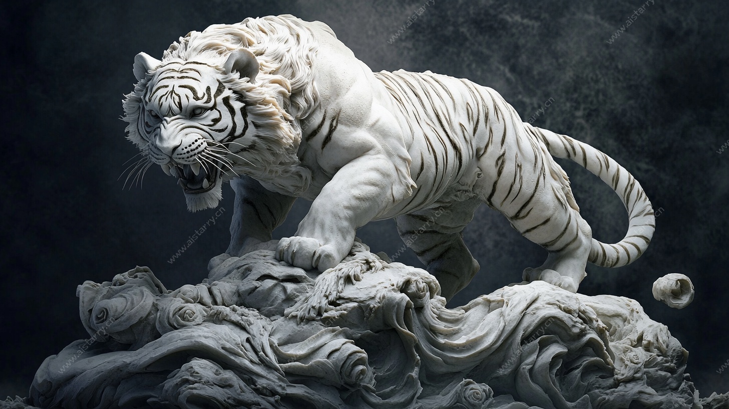 白虎雕塑 尽显王者风范