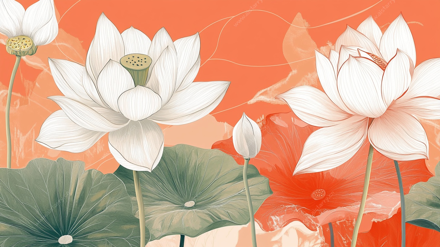 中式风荷花插画