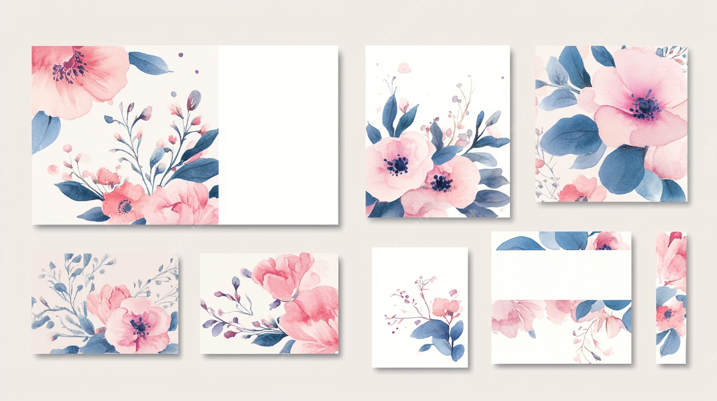 水彩花卉卡片设计模板
