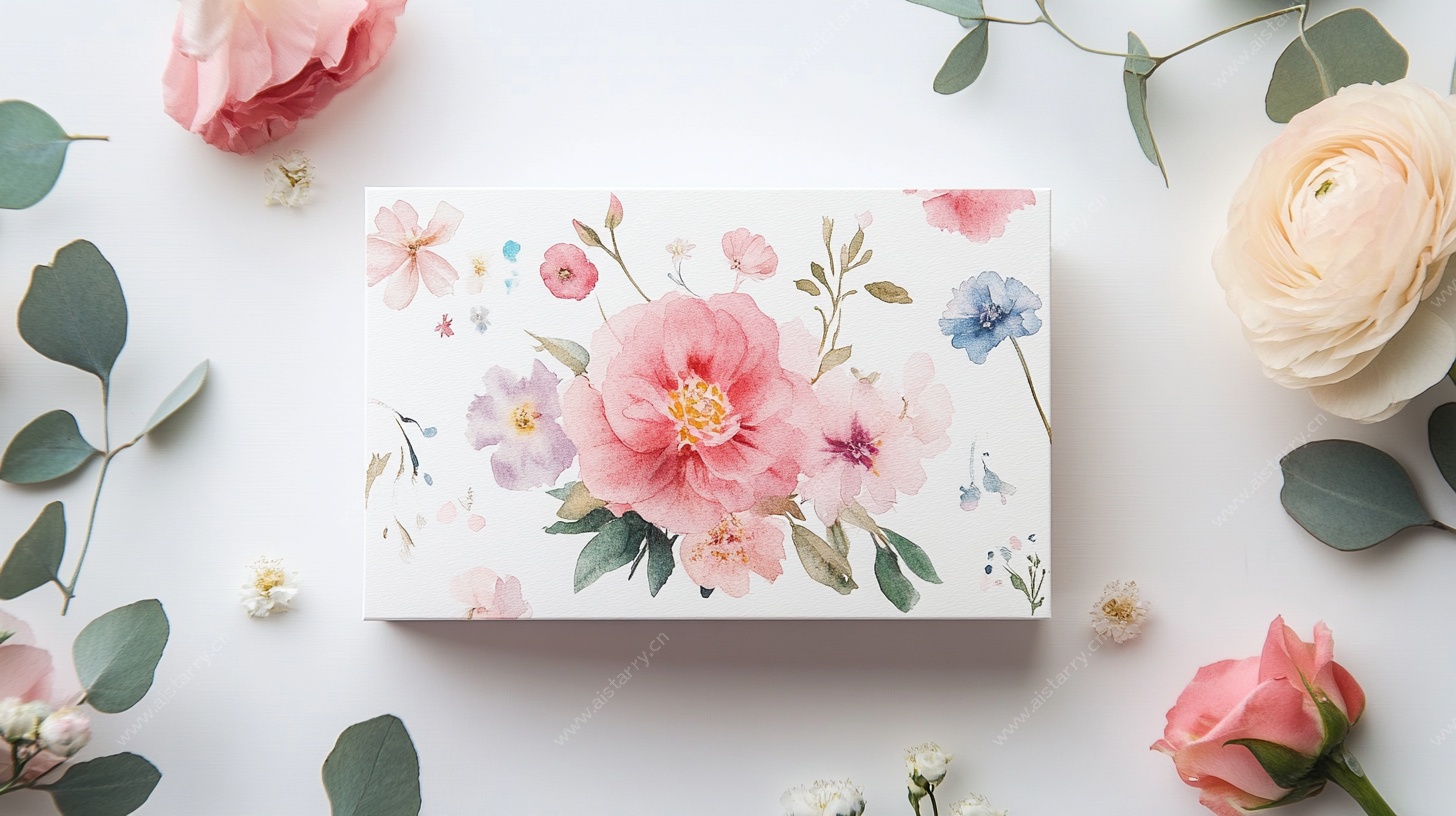 花卉图案礼品盒及鲜花