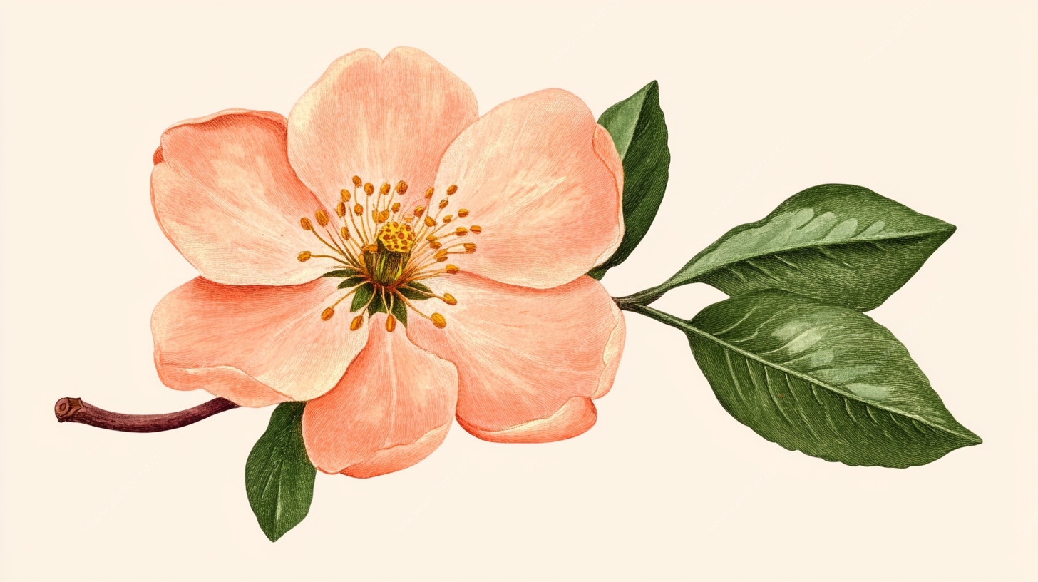 手绘粉色花卉插画