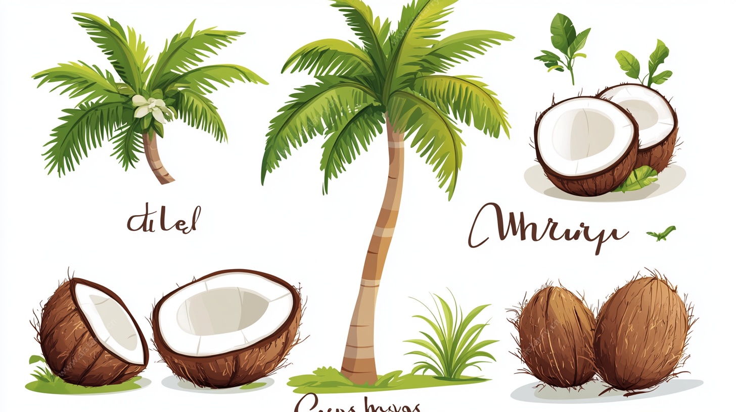 椰子与棕榈树插画素材