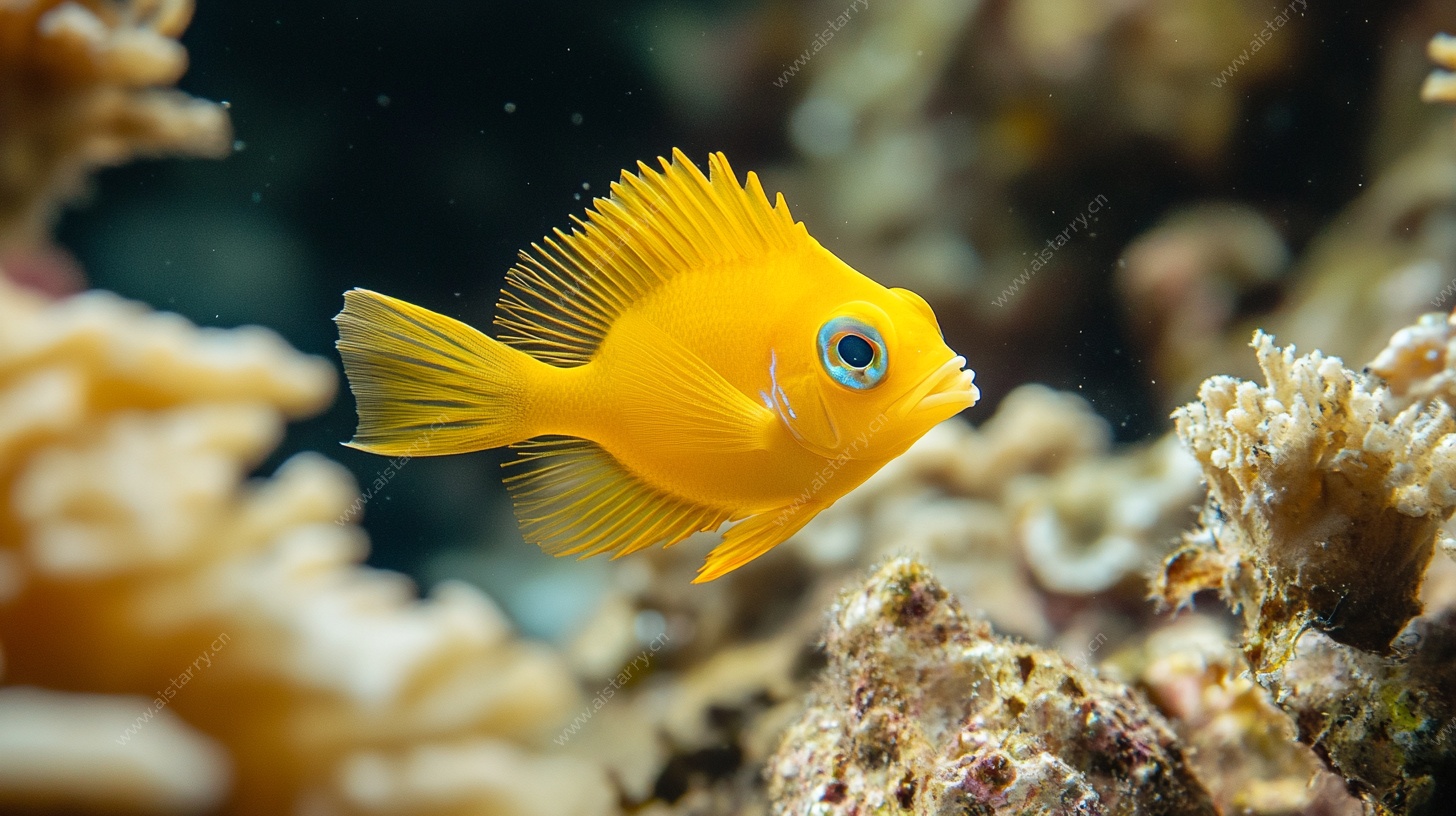 黄色海鱼游弋于珊瑚间