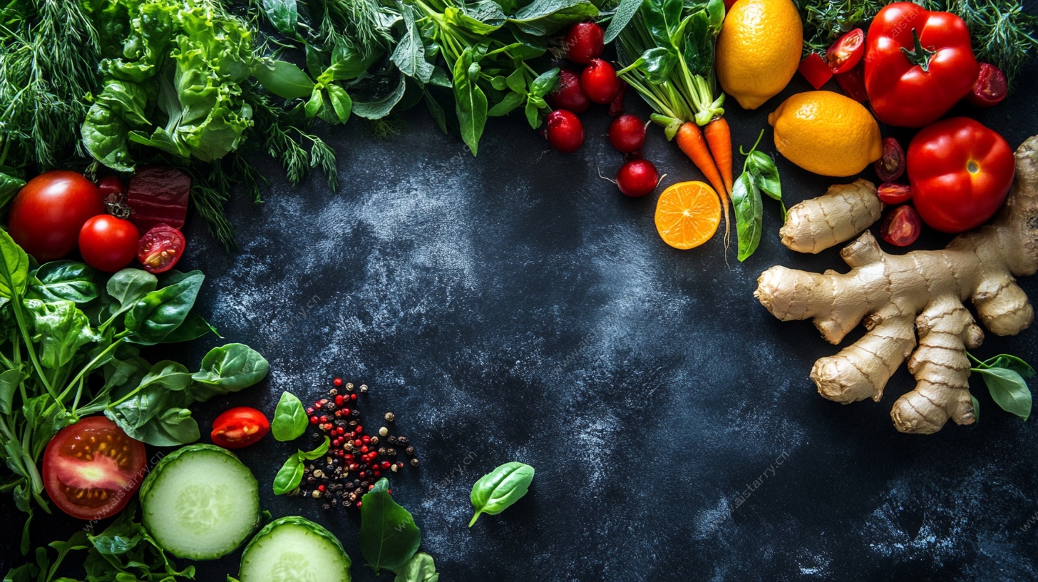 新鲜蔬菜食材的创意摆盘