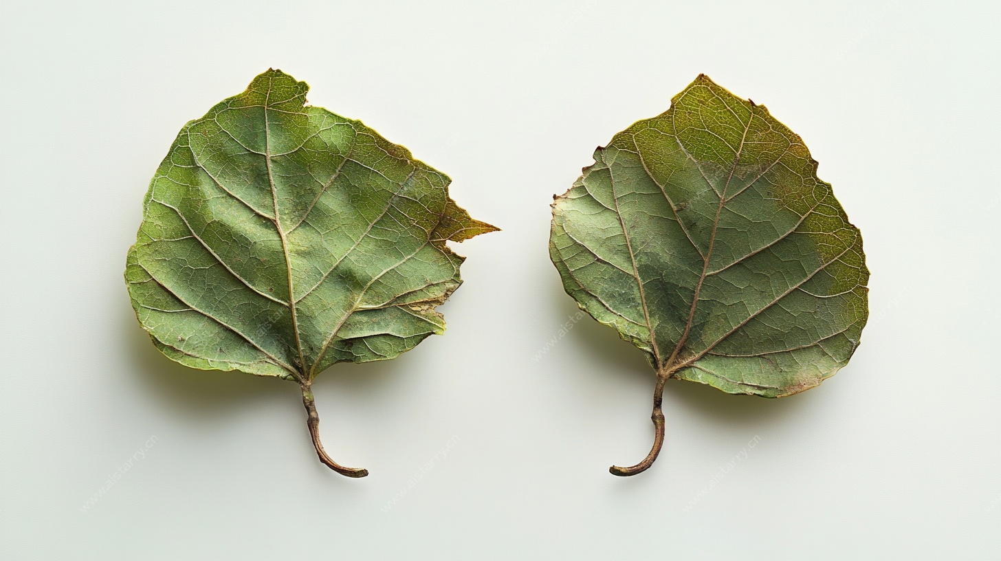 两片枯叶特写