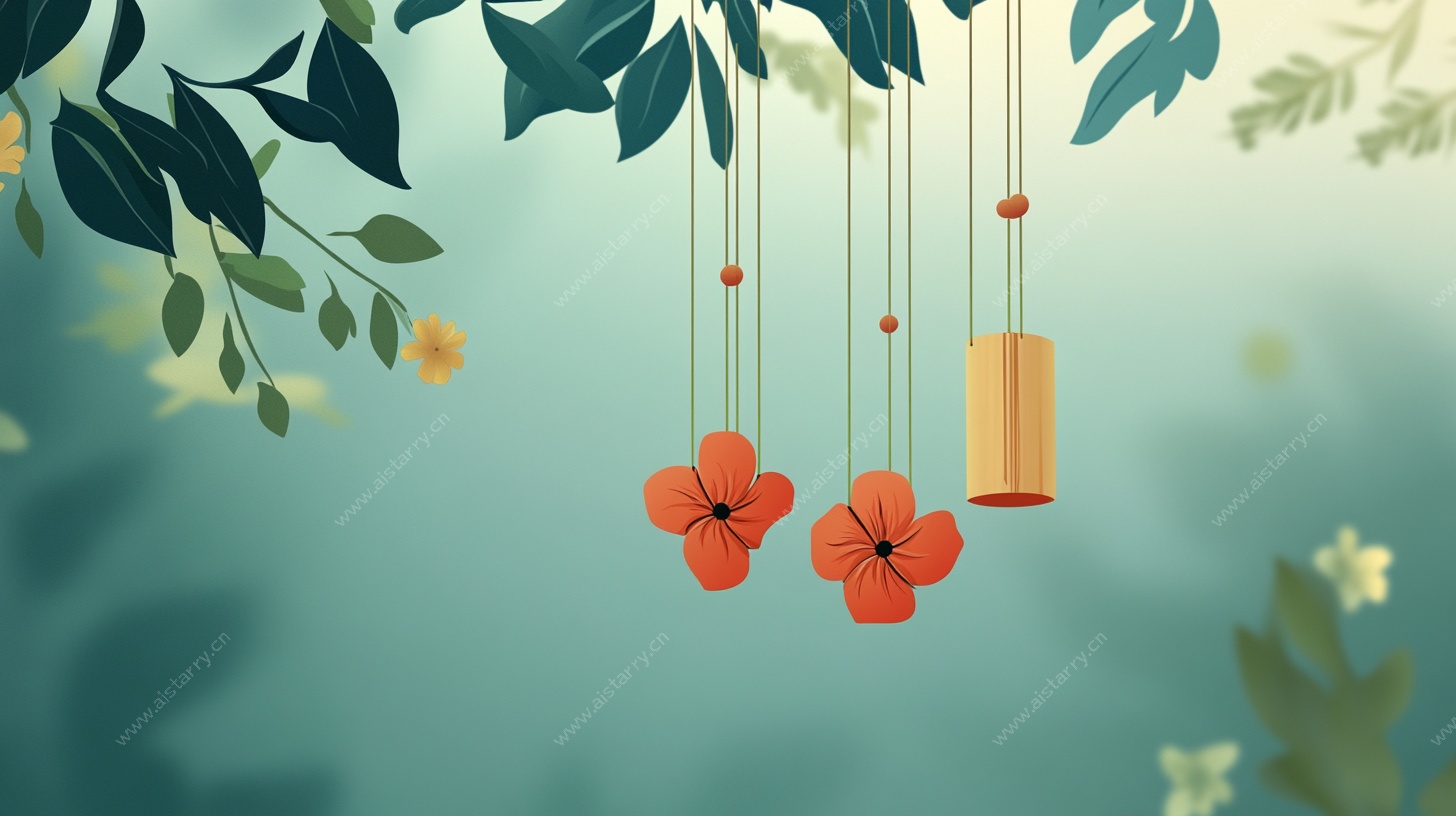 夏日风铃花卉插画背景