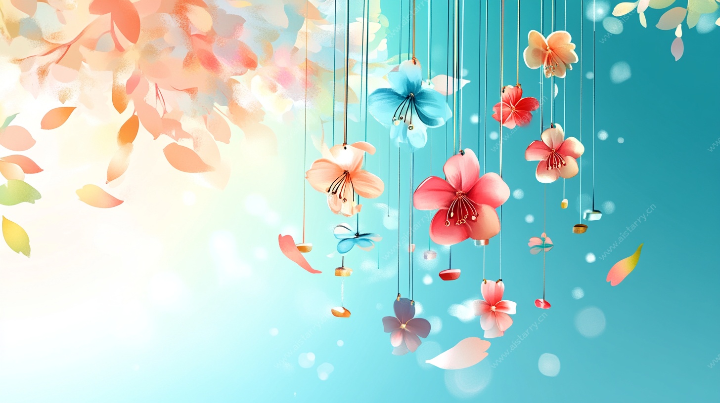 梦幻花朵垂挂背景图