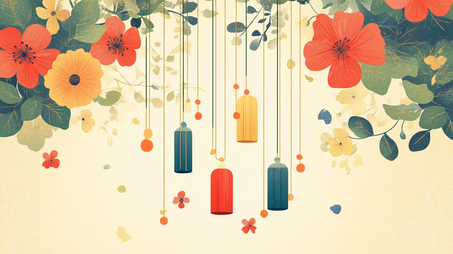 花卉风铃插画