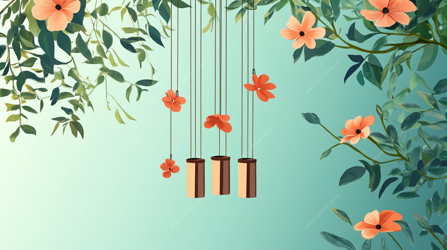 清新风花卉风铃背景图
