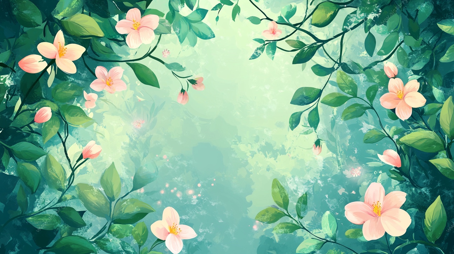 春日花卉繁茂风景图