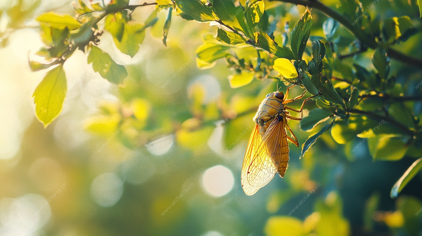 枝头蝉影 阳光下的静谧