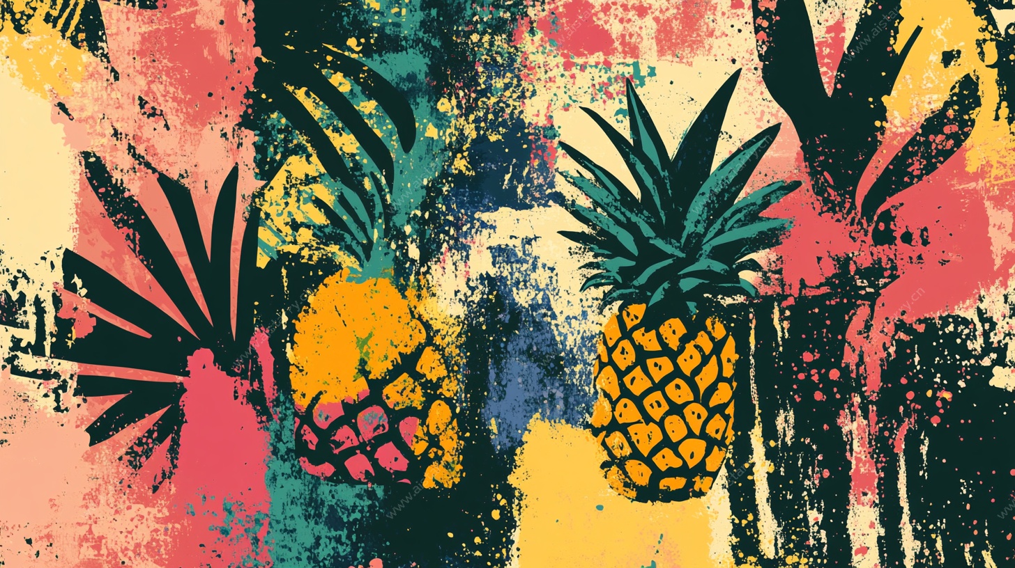 热带风情菠萝插画