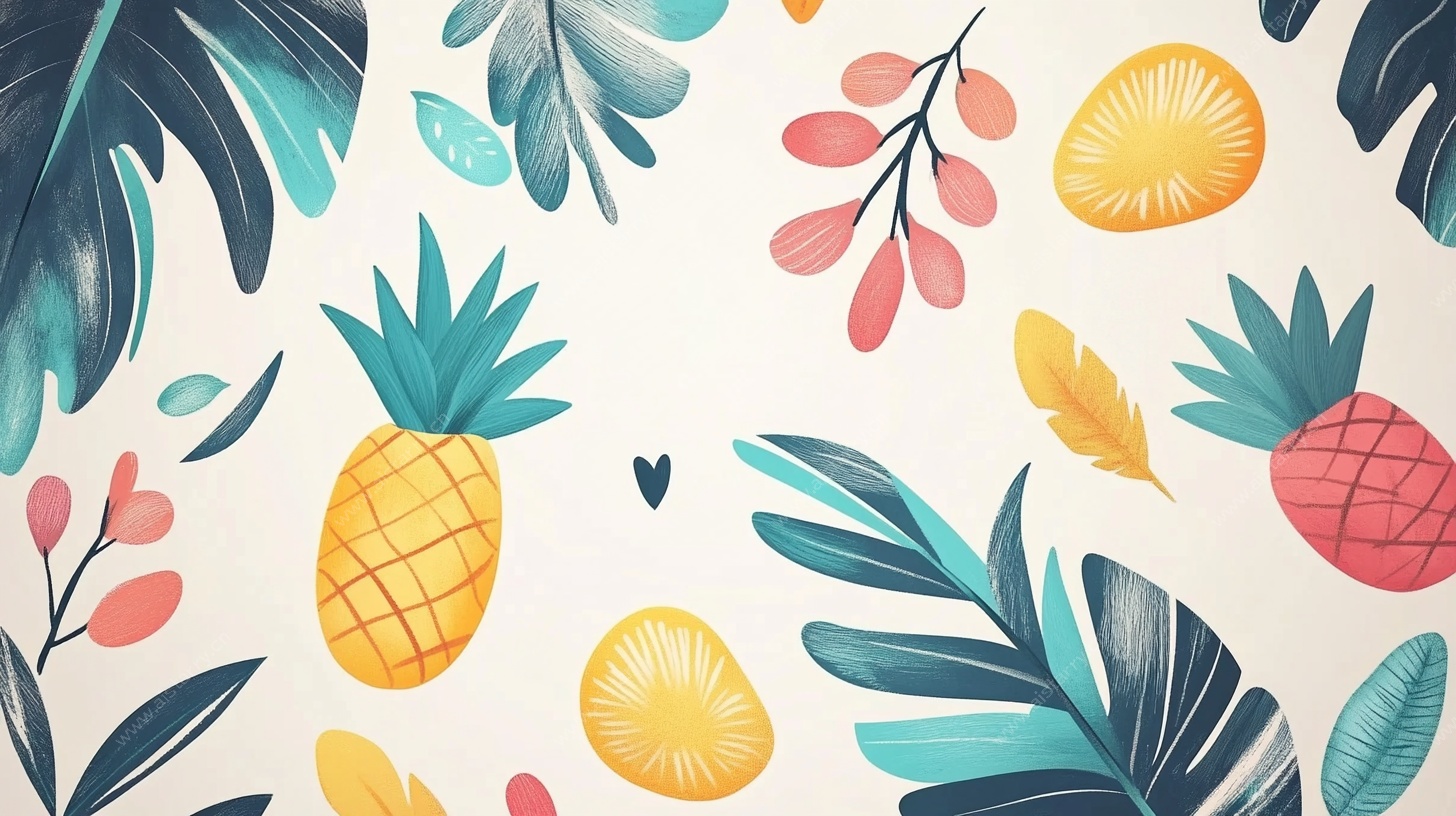 热带水果与植物图案背景