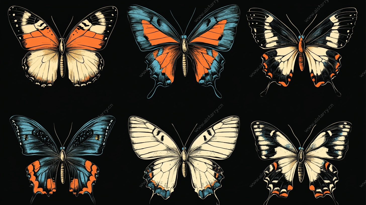 多彩蝴蝶插画集合