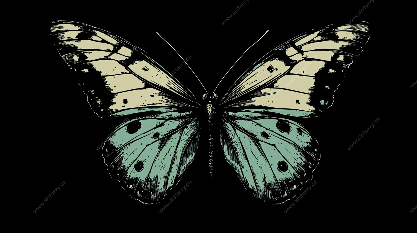 蓝绿双色蝴蝶特写