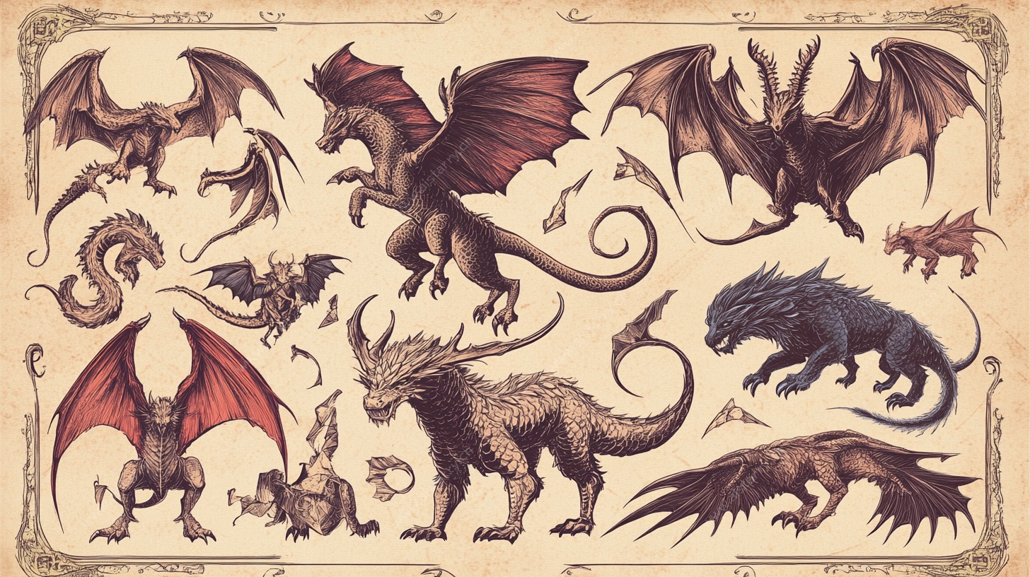 奇幻风格多样飞龙插画