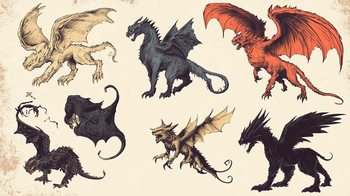 多样奇幻龙形象插画