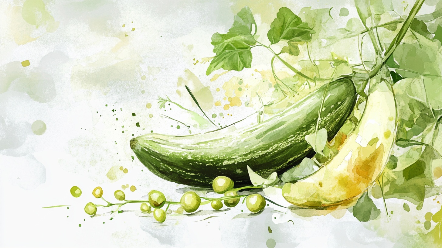 水彩风鲜嫩黄瓜插画