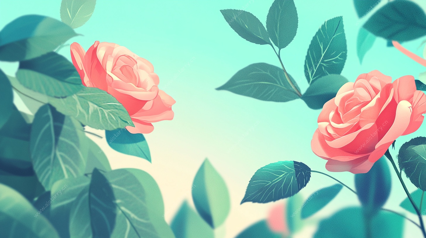 清新手绘风两朵娇艳玫瑰