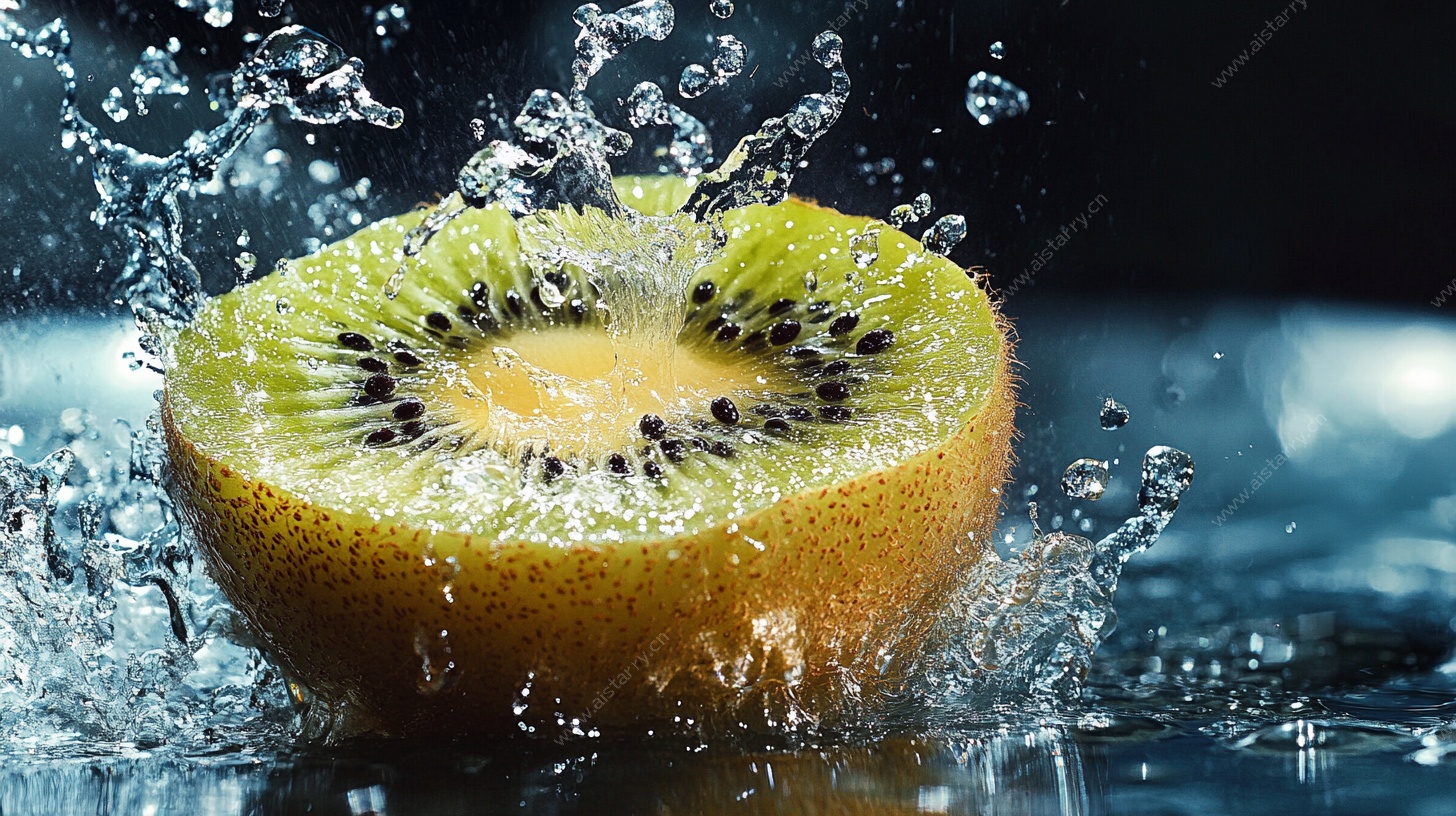 猕猴桃入水瞬间水花四溅