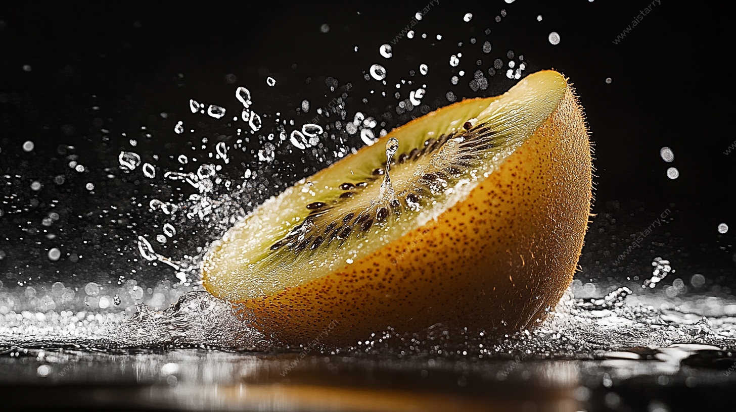 猕猴桃入水瞬间水花飞溅