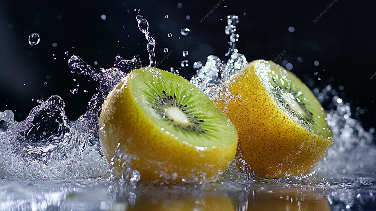 猕猴桃入水瞬间水花飞溅