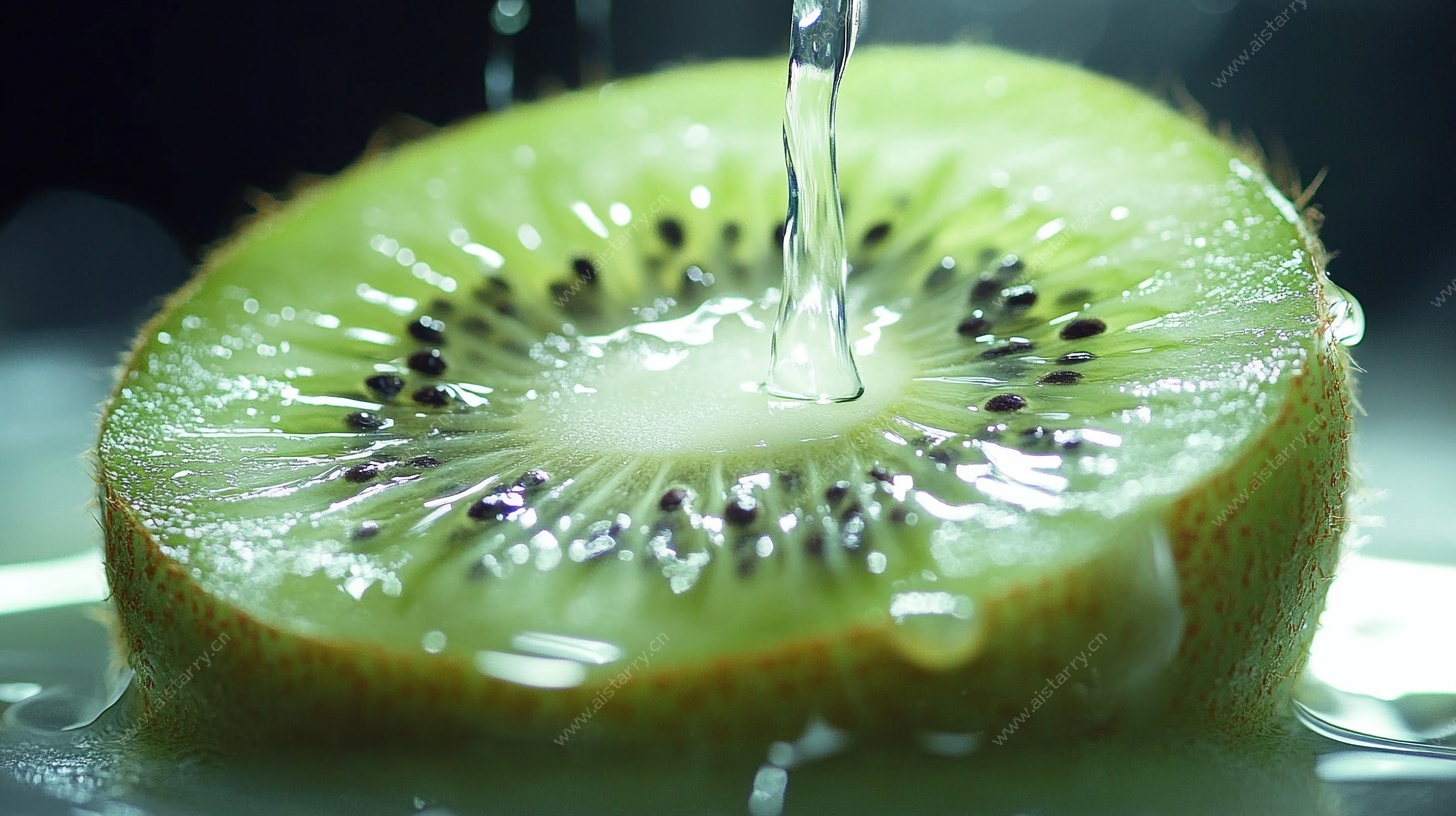 猕猴桃切片上水珠滴落