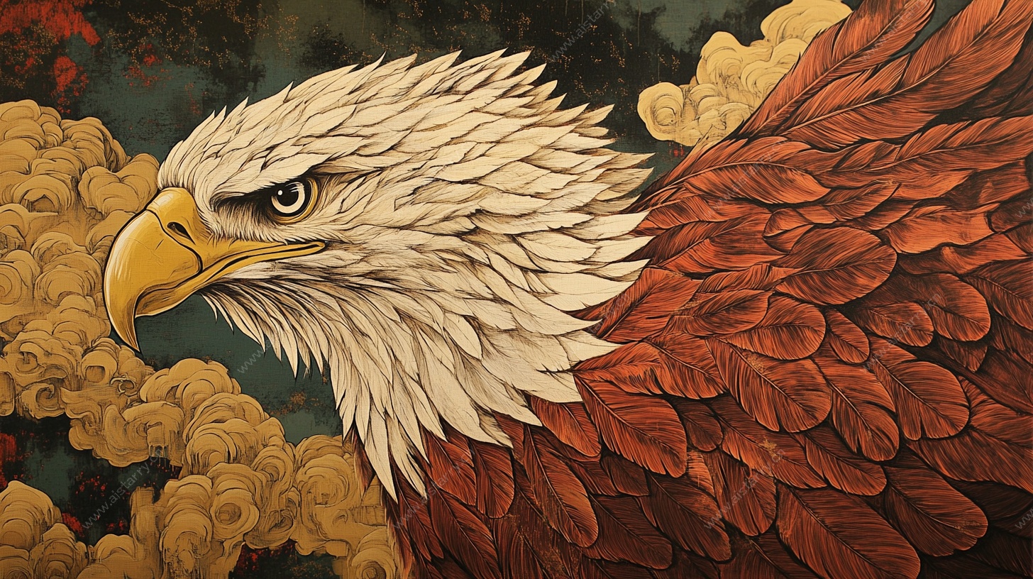 雄鹰特写 羽翼与坚毅目光