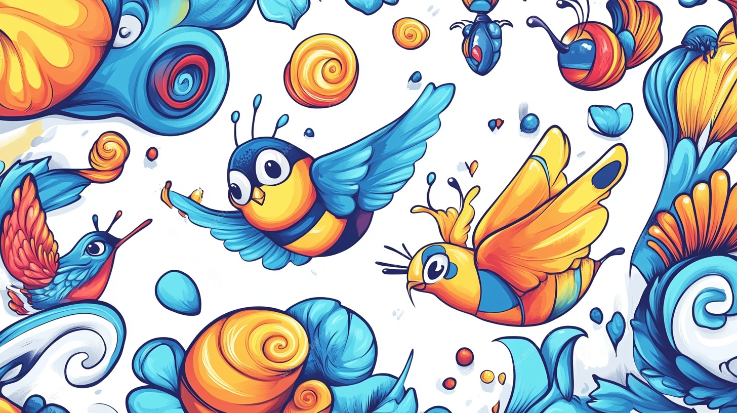 多彩动物奇幻插画图案