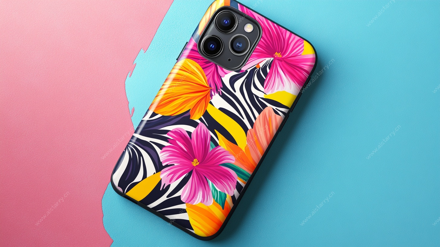 多彩花卉斑马纹手机壳