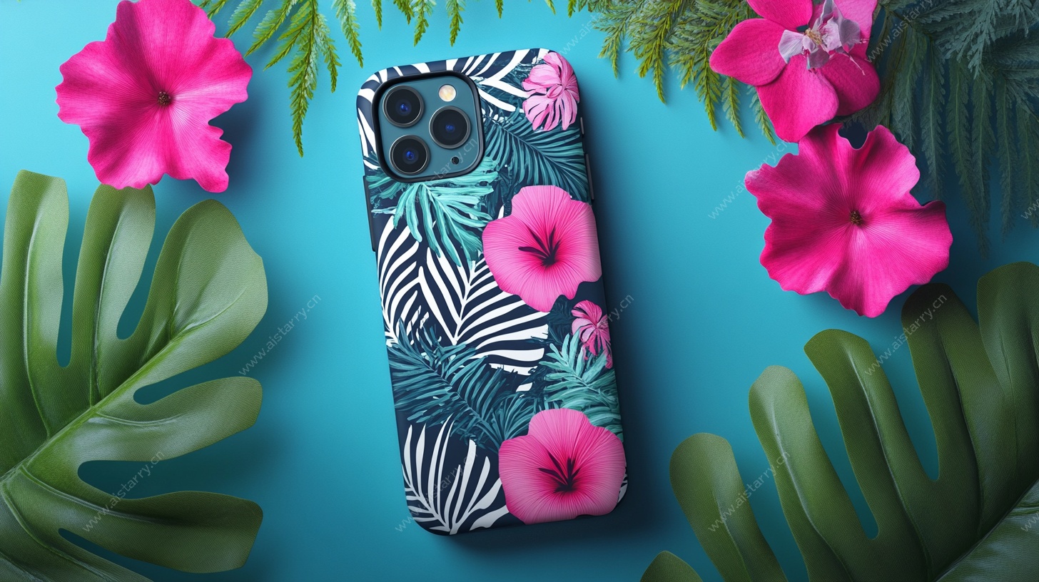热带花卉风手机壳展示