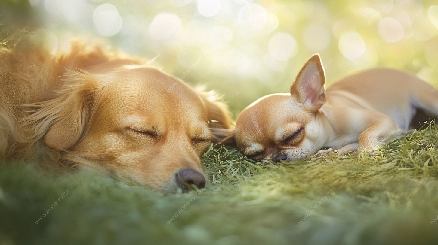 熟睡的大小狗狗