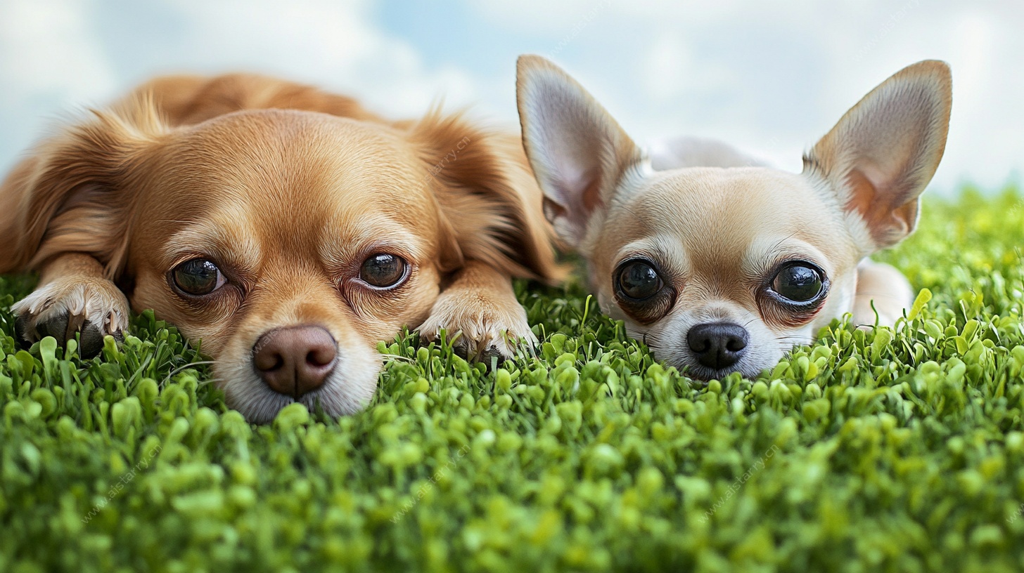 趴草地的可爱吉娃娃