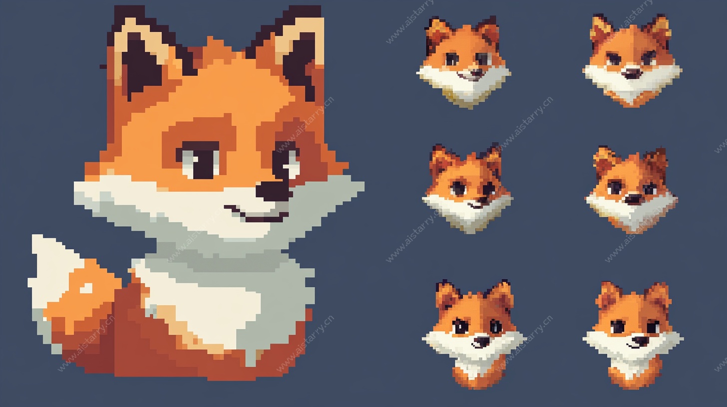 像素狐狸角色表情集合