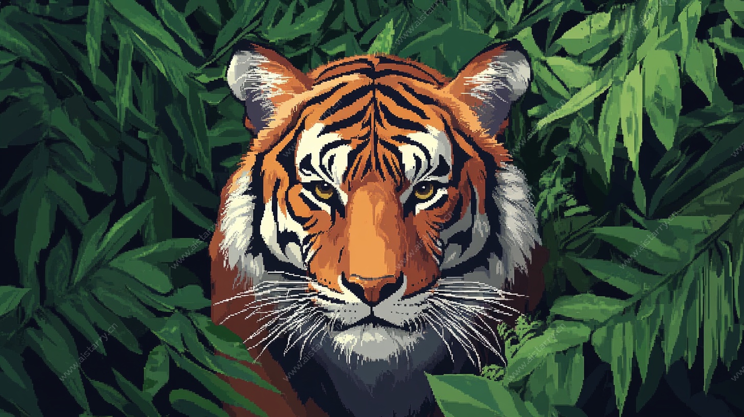 丛林中的老虎插画